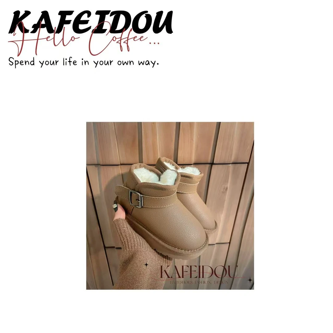 咖啡豆ᴋᴀꜰᴇɪᴅᴏᴜ-福秒！咖色冬季儿童加绒防滑雪地靴