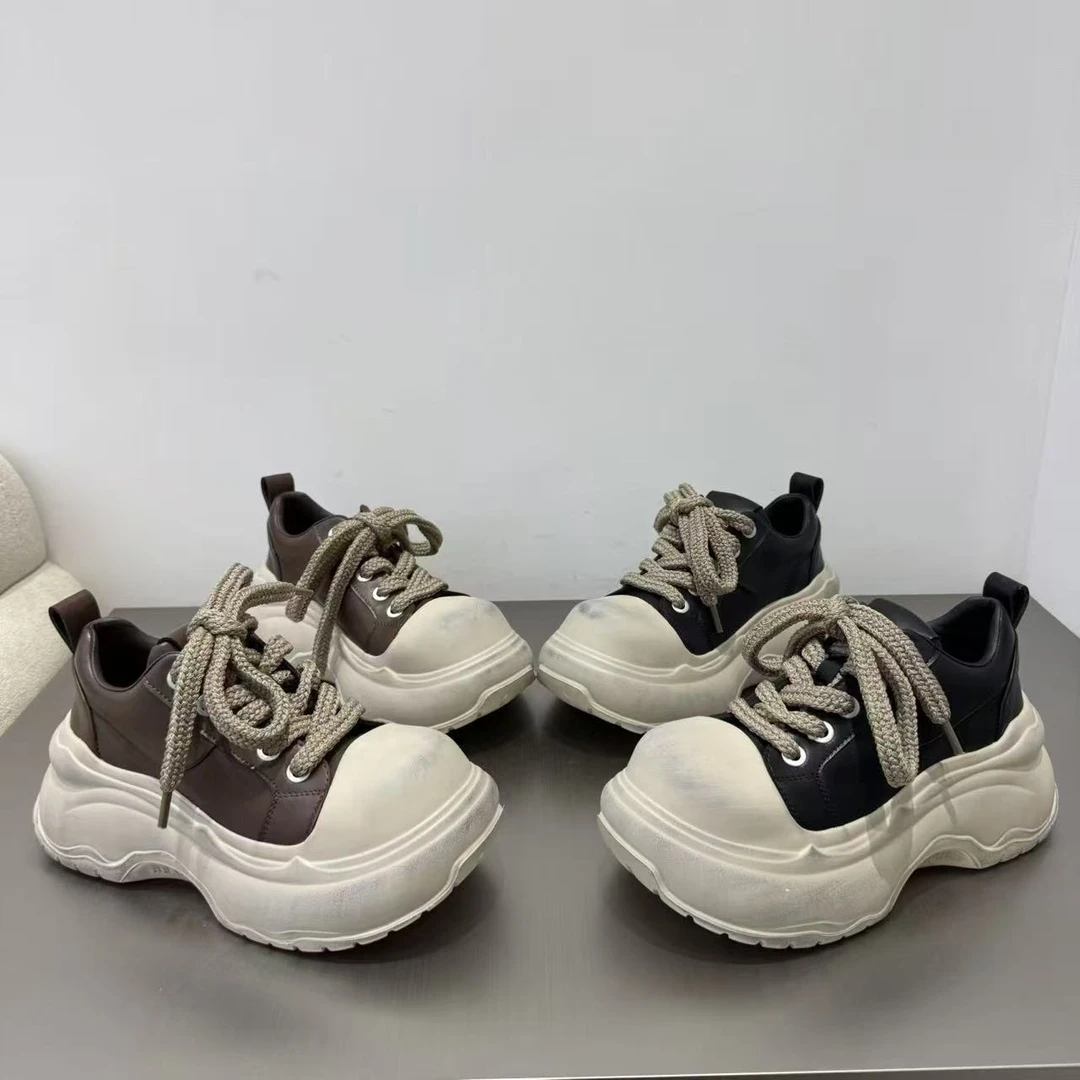 唐小肉系带时尚百搭朋克风擦色脏脏潮流低帮鞋533-23厚底小众韩版