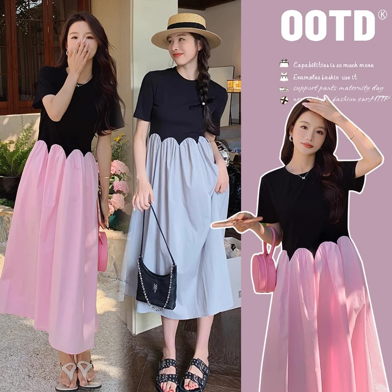 孕妇连衣裙夏装2025气质夏季网红宽松减龄大码洋气中长款时尚上衣