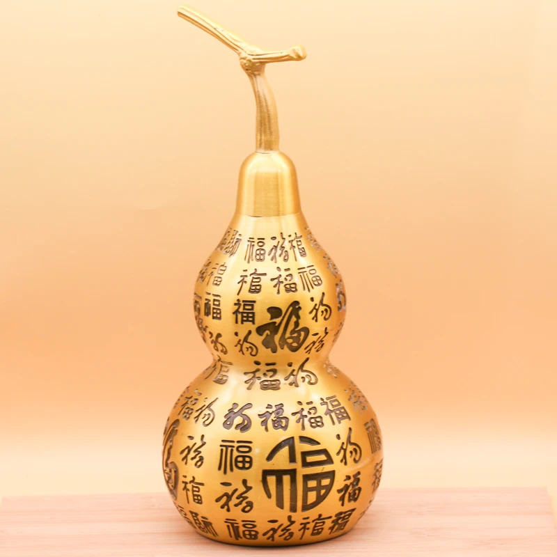 黄铜百福葫芦带蝙蝠图案招福聚福客厅摆件家居摆件工艺品老物件