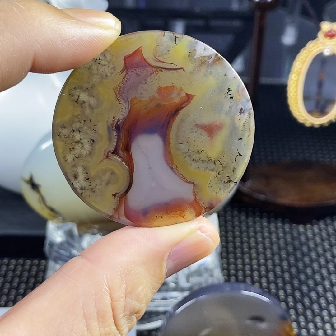 合成碳硅石非金属时尚图纹画面石饰品