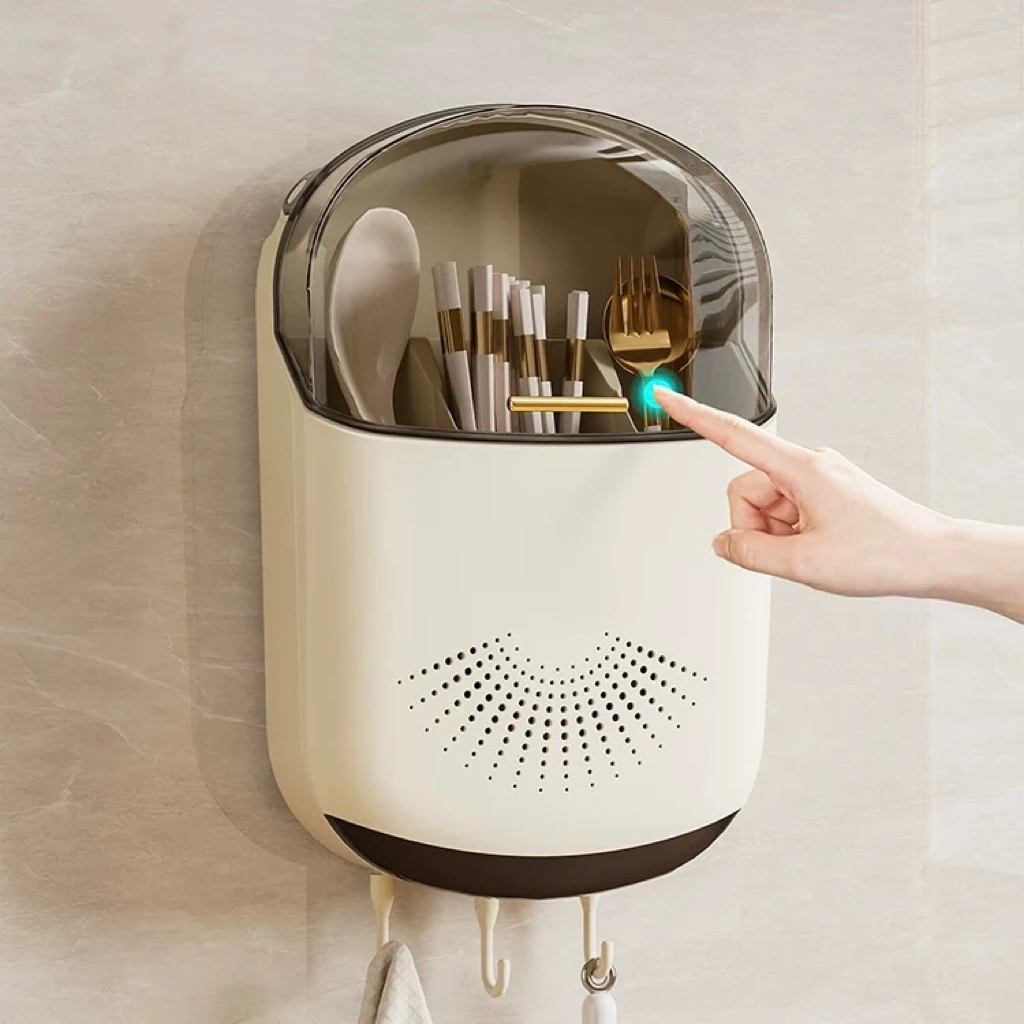 新款家用勺子筷子筒加厚壁挂式防尘筷篓厨房筷笼置物架沥水收纳盒