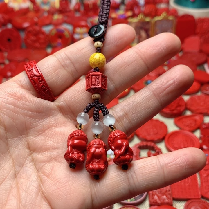 天然辰砂工艺品朱砂钥匙扣