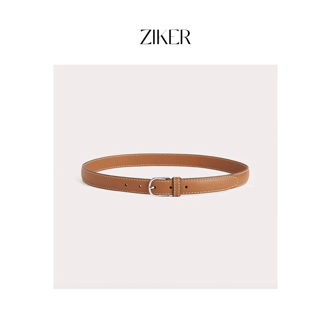 ZIKER｜T0T意大利进口荔枝纹牛皮U型扣女士腰带