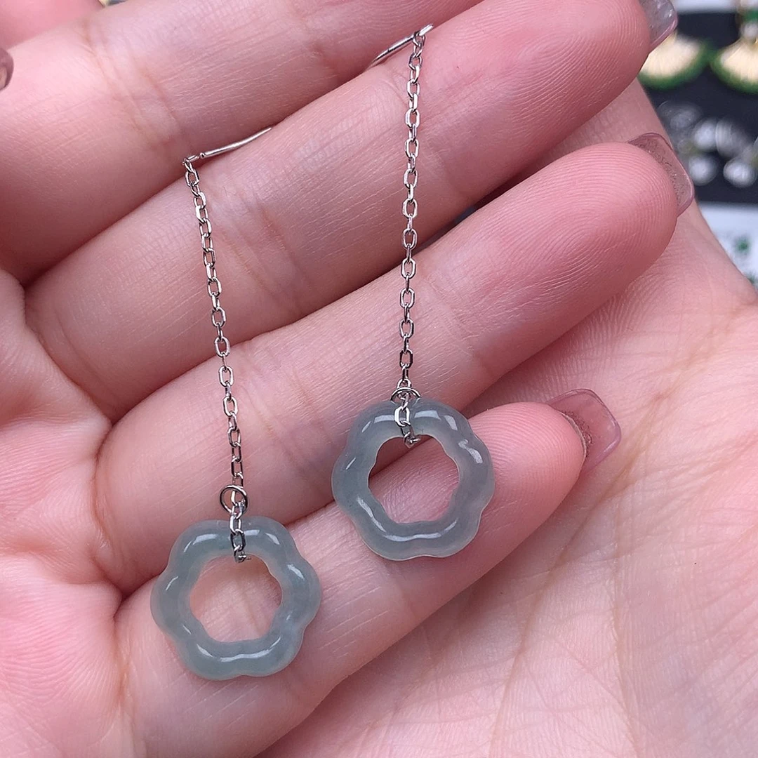 翡翠银S925镶嵌耳饰