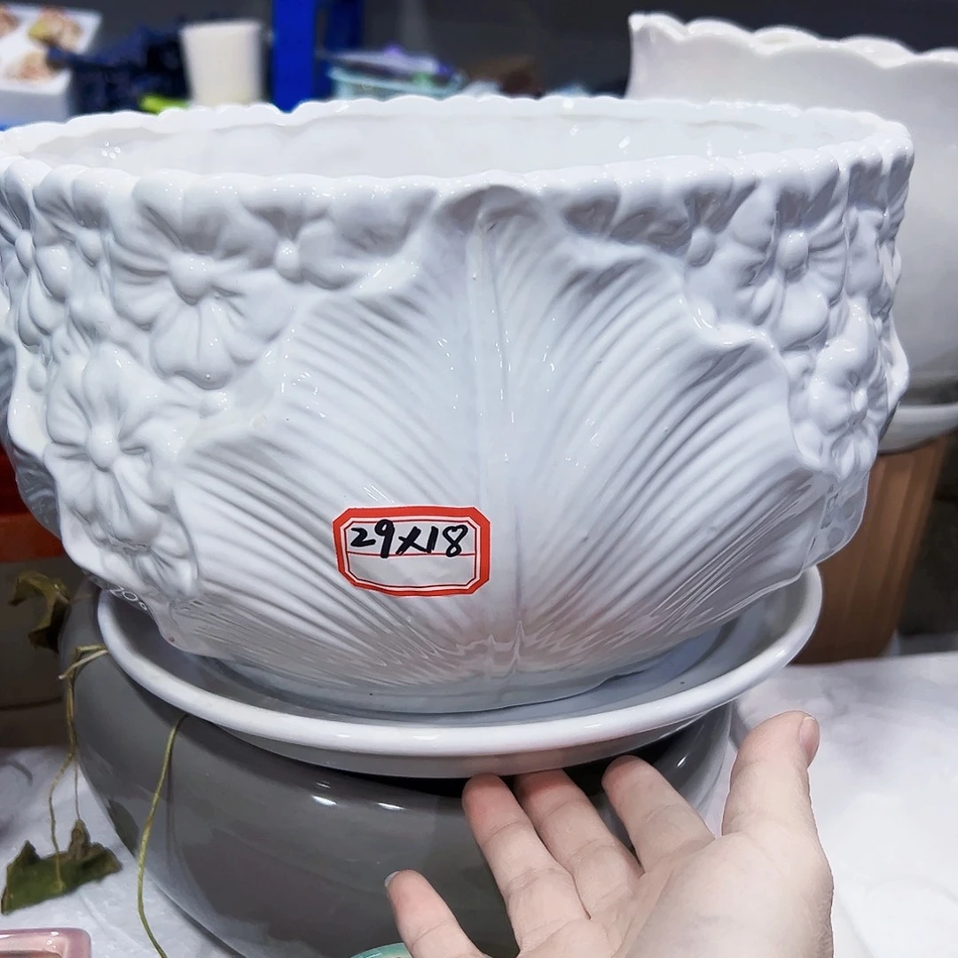 有孔外贸尾单陶瓷花盆凑单10米包邮