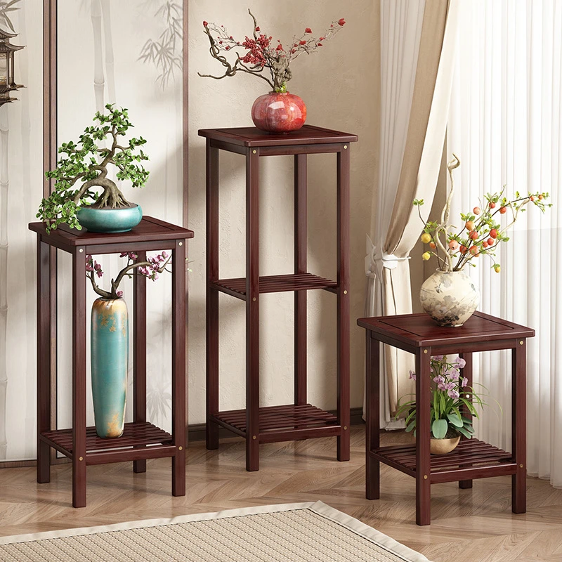 新中式花架子客厅落地式实木室内绿萝花几新款阳台花盆置物架