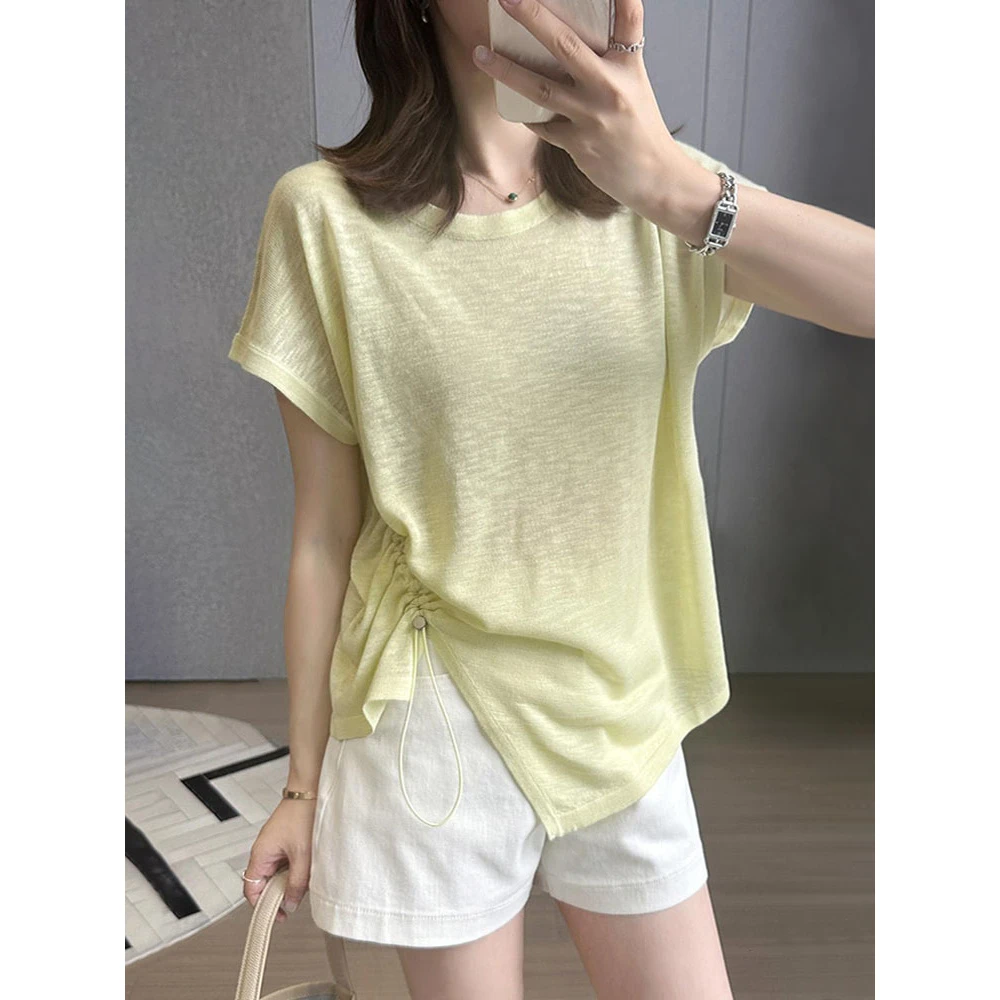 胖mm特大码300斤不规则圆领短袖T恤女设计感洋气减龄显瘦上衣时尚