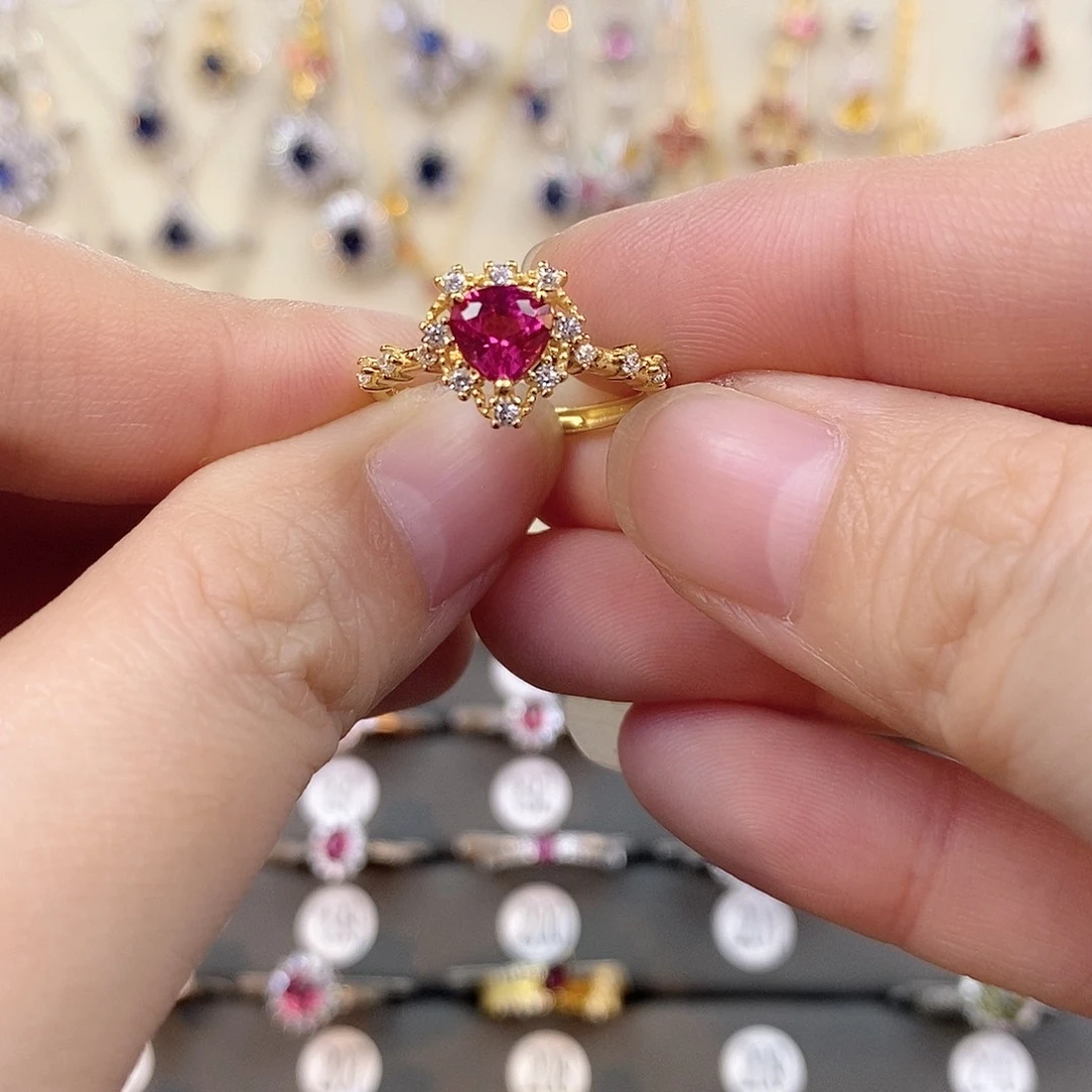 碧玺戒指银S925镶嵌卢比来火龙果