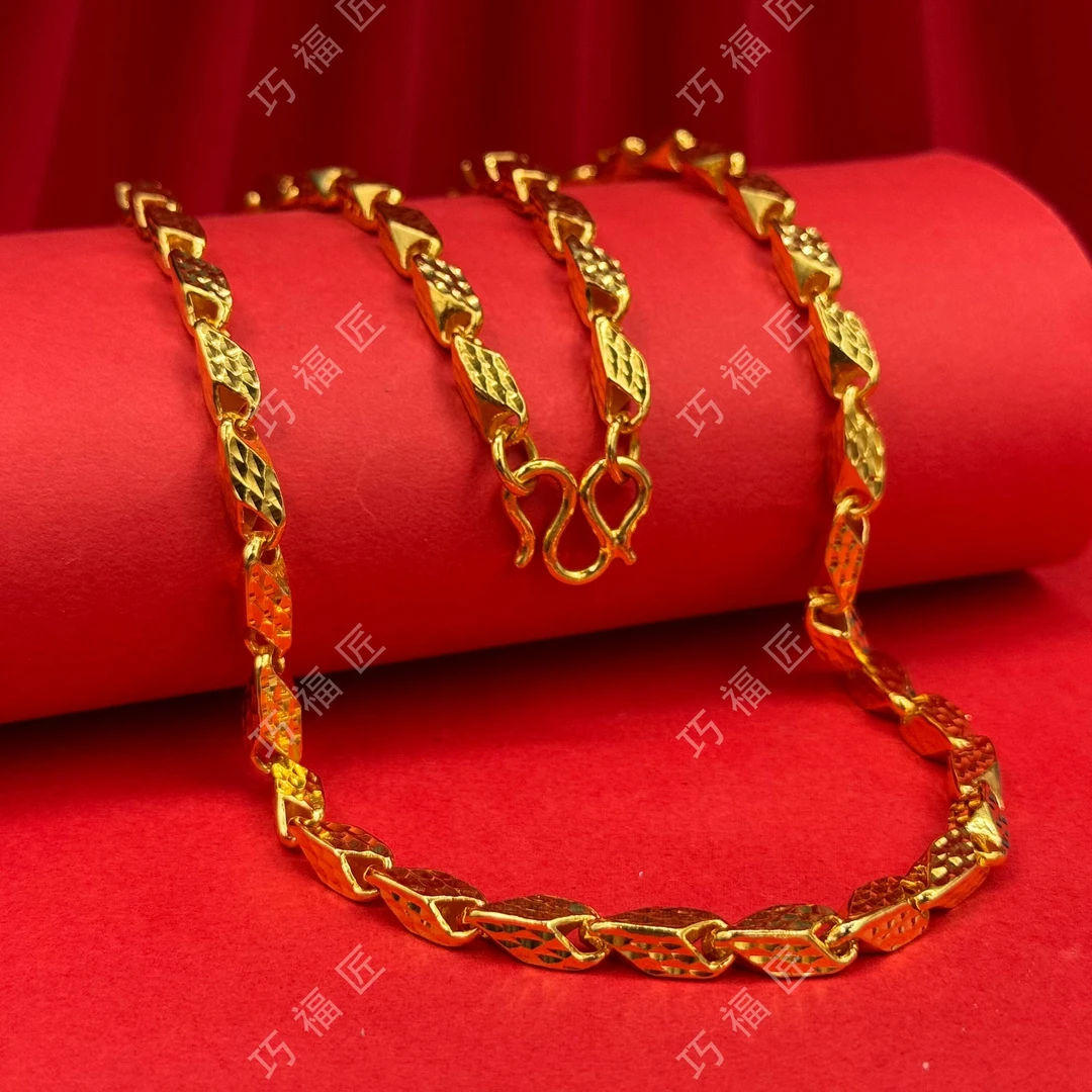 链子足银 菱形项链 金包了银工艺气质时尚欧美复古个性