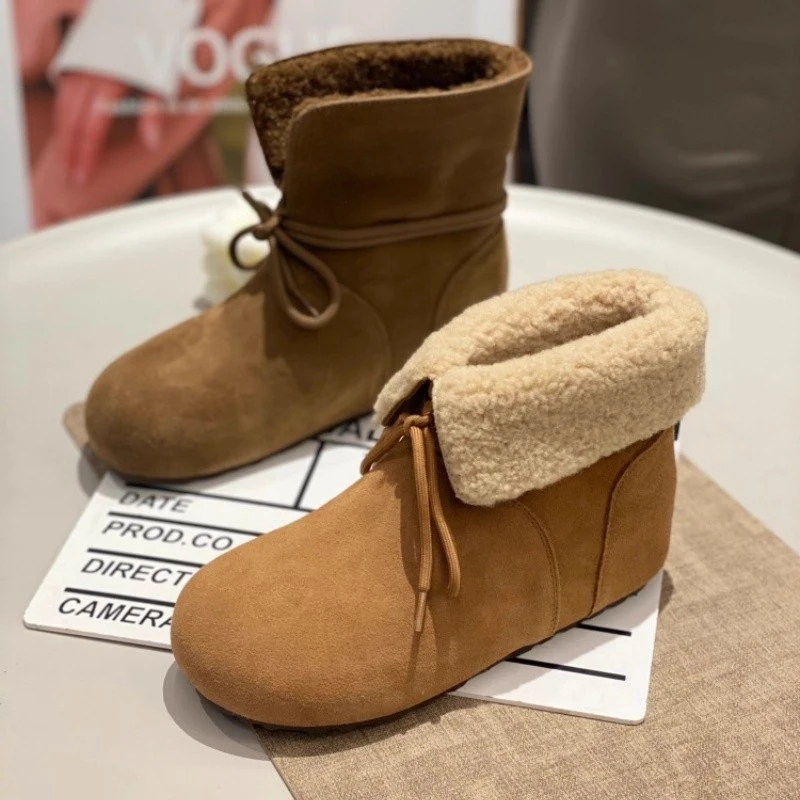 马丁靴女款2025年冬季新款时尚百搭舒适轻便休闲加绒圆头加厚短靴