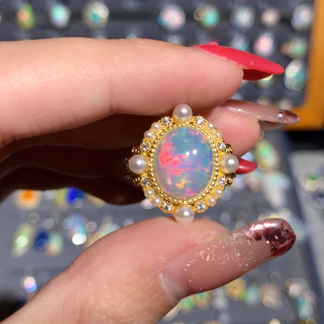 银S925镶嵌欧泊欧泊戒指y