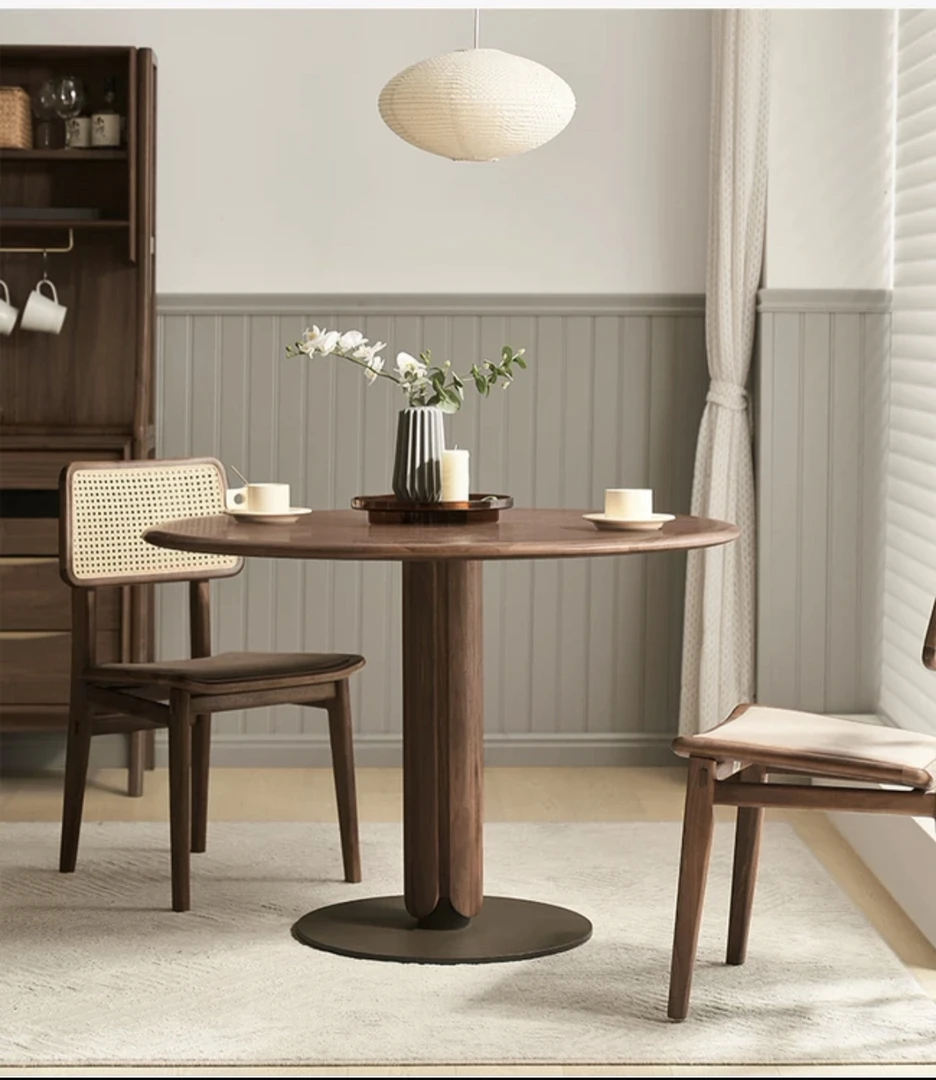 YSYS圆桌黑胡桃实木圆桌餐桌L6113