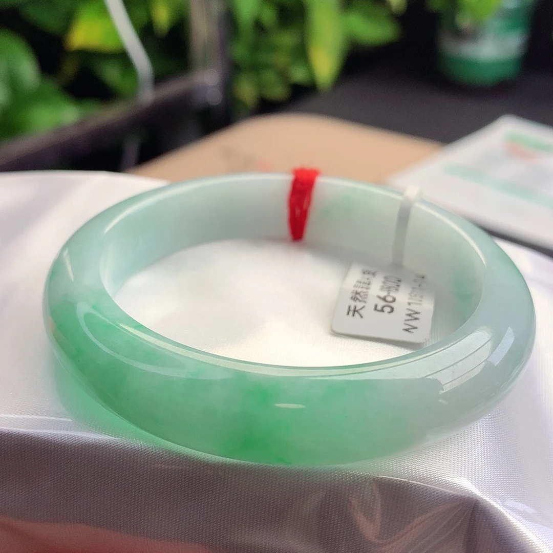 未镶嵌手镯翡翠56-57圈口完美绿花大漏4号