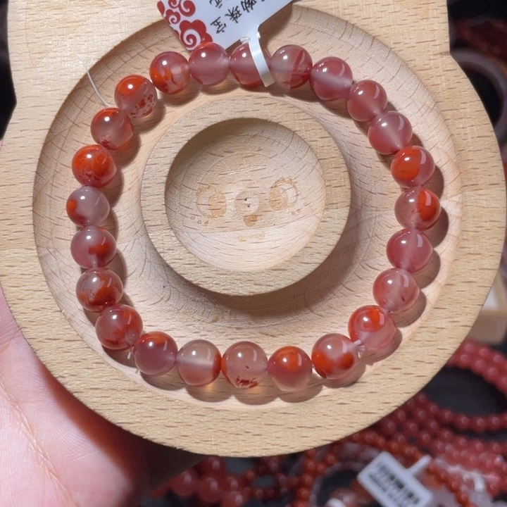 南红玛瑙未镶嵌配饰手串8咪紫底飘花1631