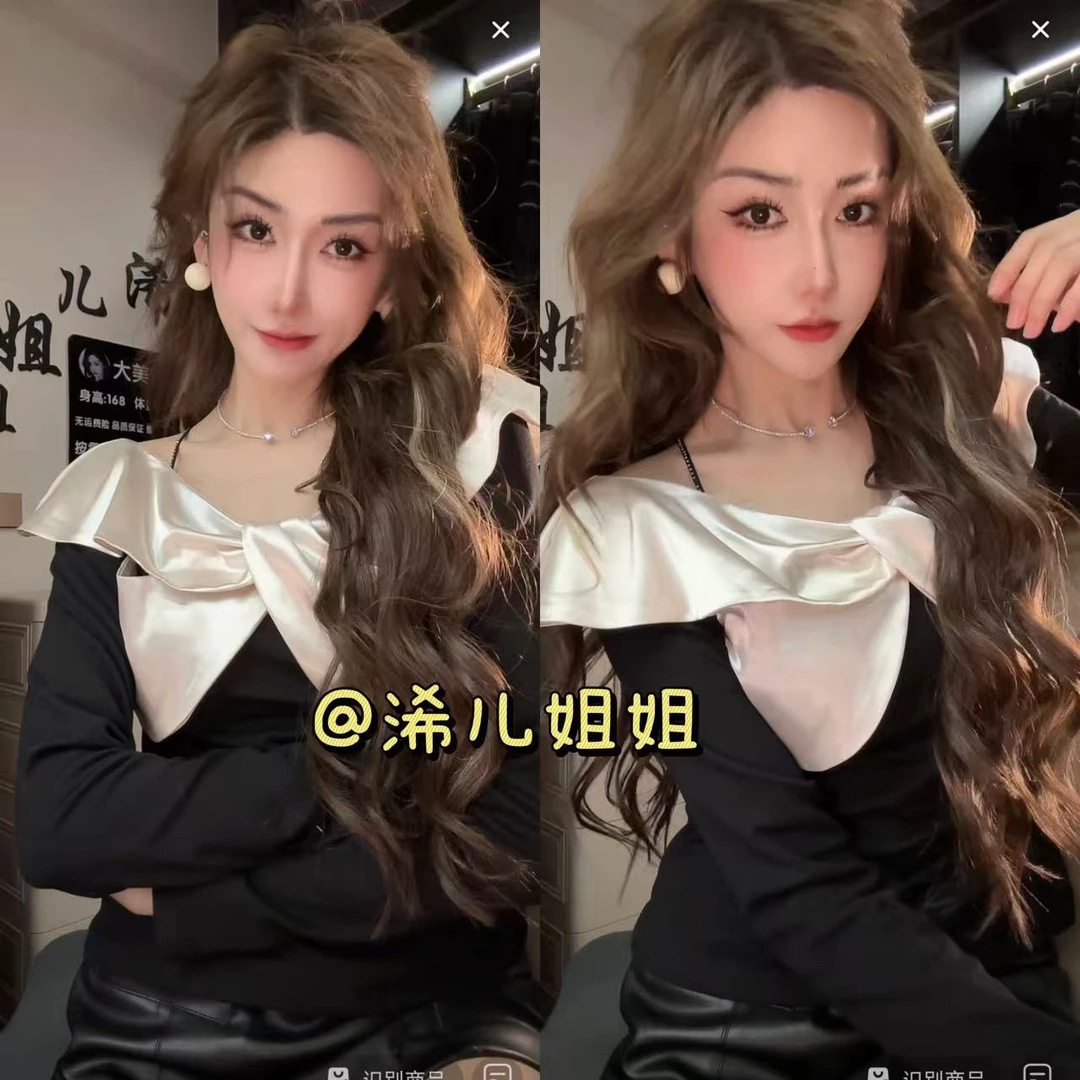 （浠儿家）设计感一字领针织衫女