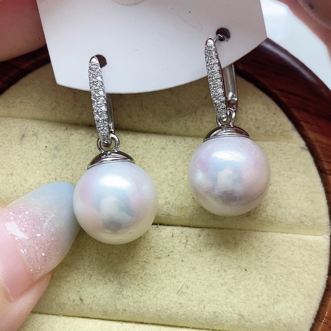 银S925镶嵌耳饰淡水珍珠