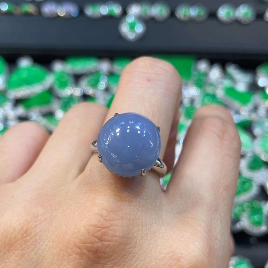 翡翠戒指18K金镶嵌蛋