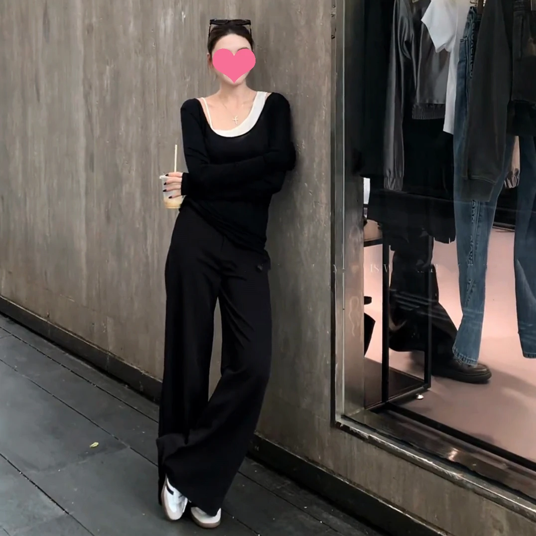 【极简穿搭】早秋新款时尚气质高级感两件套上衣+直筒百搭西裤套装