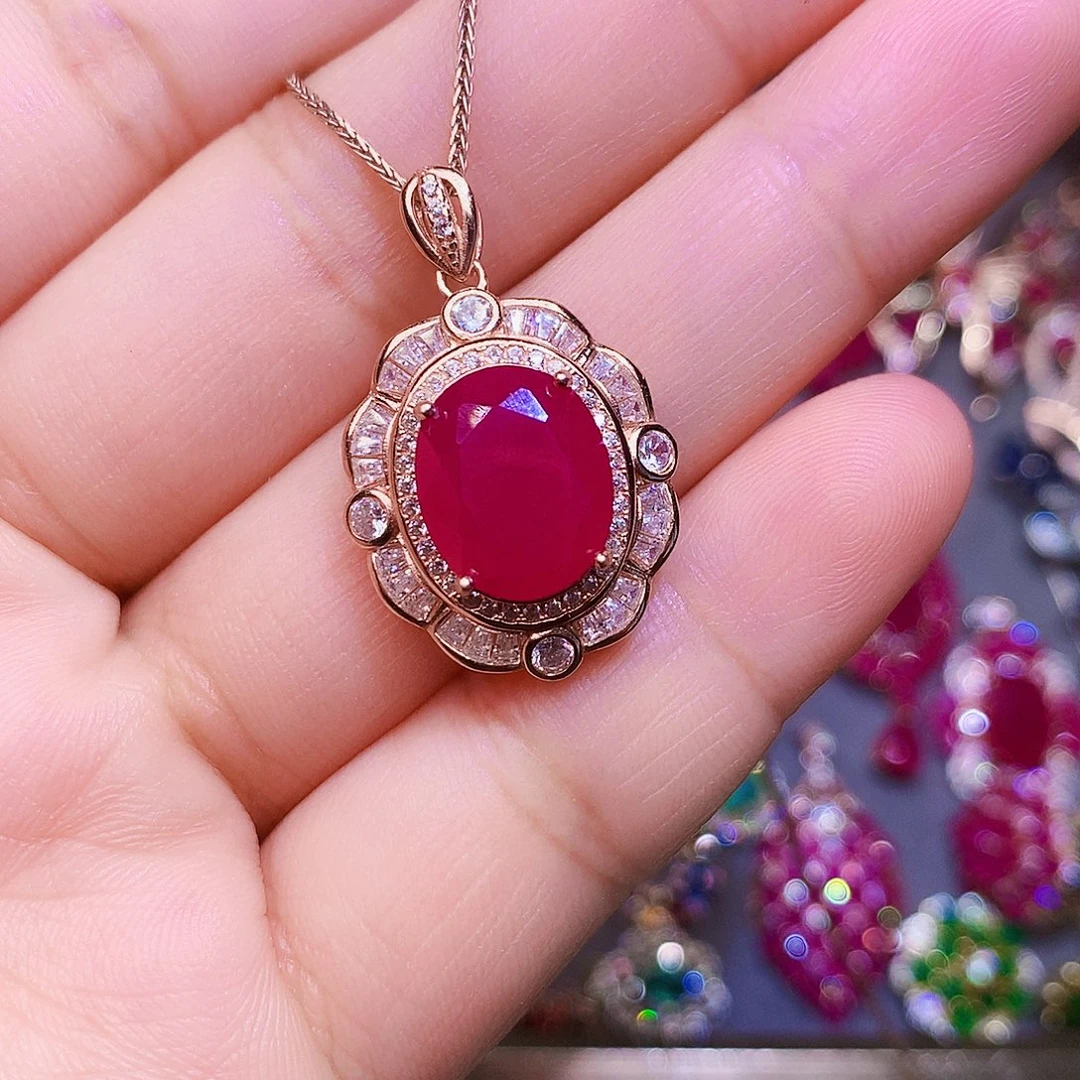 颈饰银S925镶嵌红宝石
