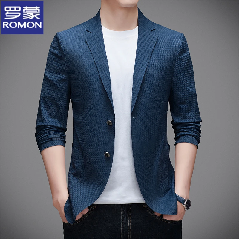 罗蒙夏季薄款男士冰丝防晒西服外套商务绅士中青年透气高端西装男