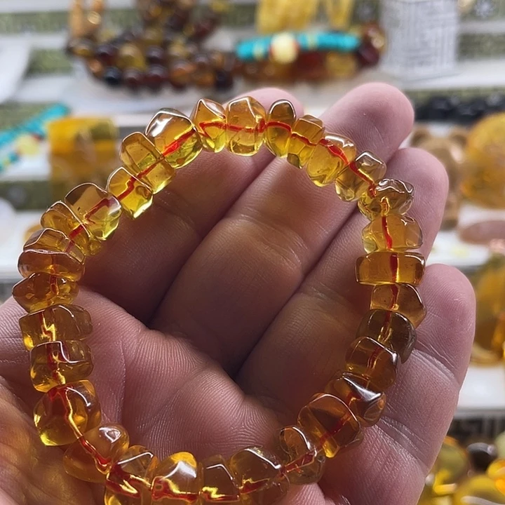 琥珀未镶嵌裸石手串