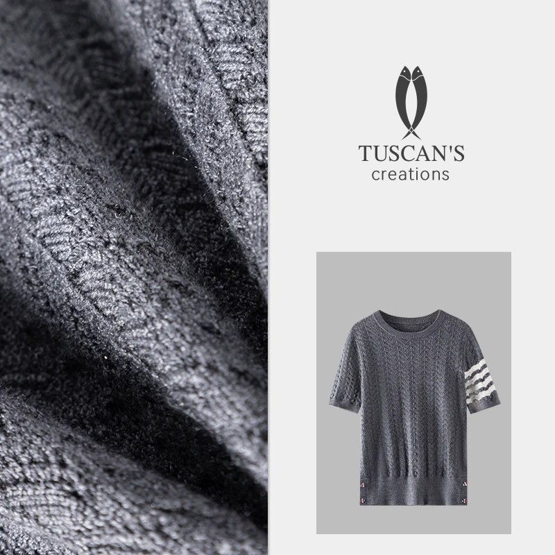 TUSCAN'S CREATIONS夏季休闲百搭薄款时尚羊毛衫宽松圆领