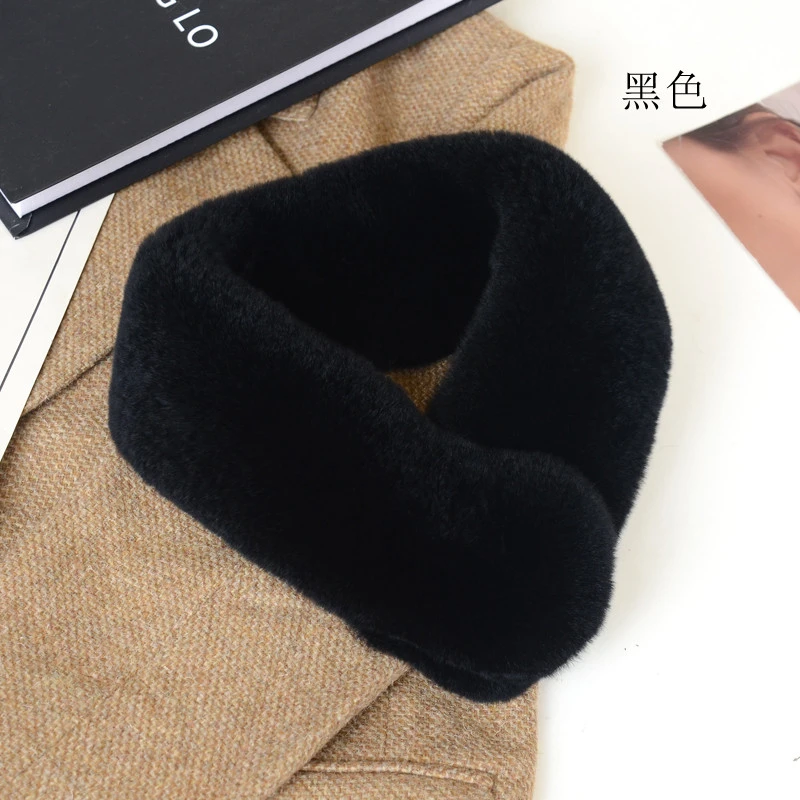 天鹅绒级整皮獭兔毛围巾女冬季韩版皮草围脖吸扣双面真毛保暖加厚