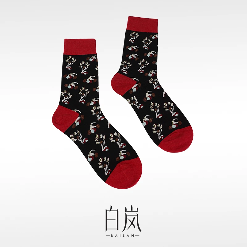 白岚「步步生莲」红色中筒袜【非卖品，勿拍】ZP0109