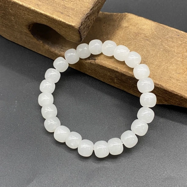 爆款大师推荐和田玉卡单圈卡9mm+羊脂手串手工精雕