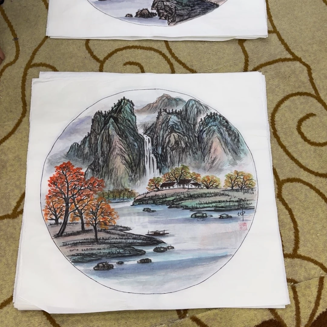 国画崔良坤斗方作品童
