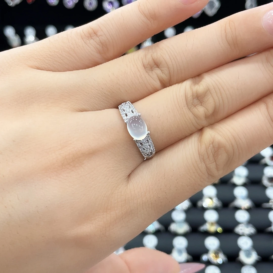 汁****蛇纹石玉银S925镶嵌戒指