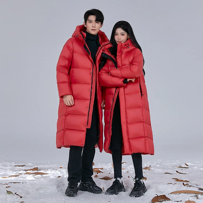 ASH CASSIE本命年长款羽绒服男冬季情侣款男装大红色2025过年外套