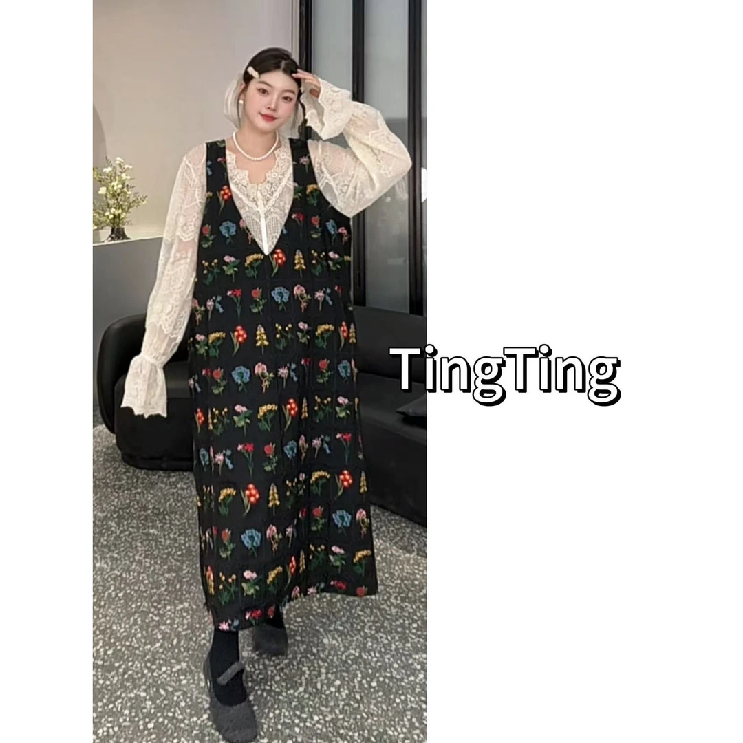 v领重工刺绣无袖百搭背心裙1270