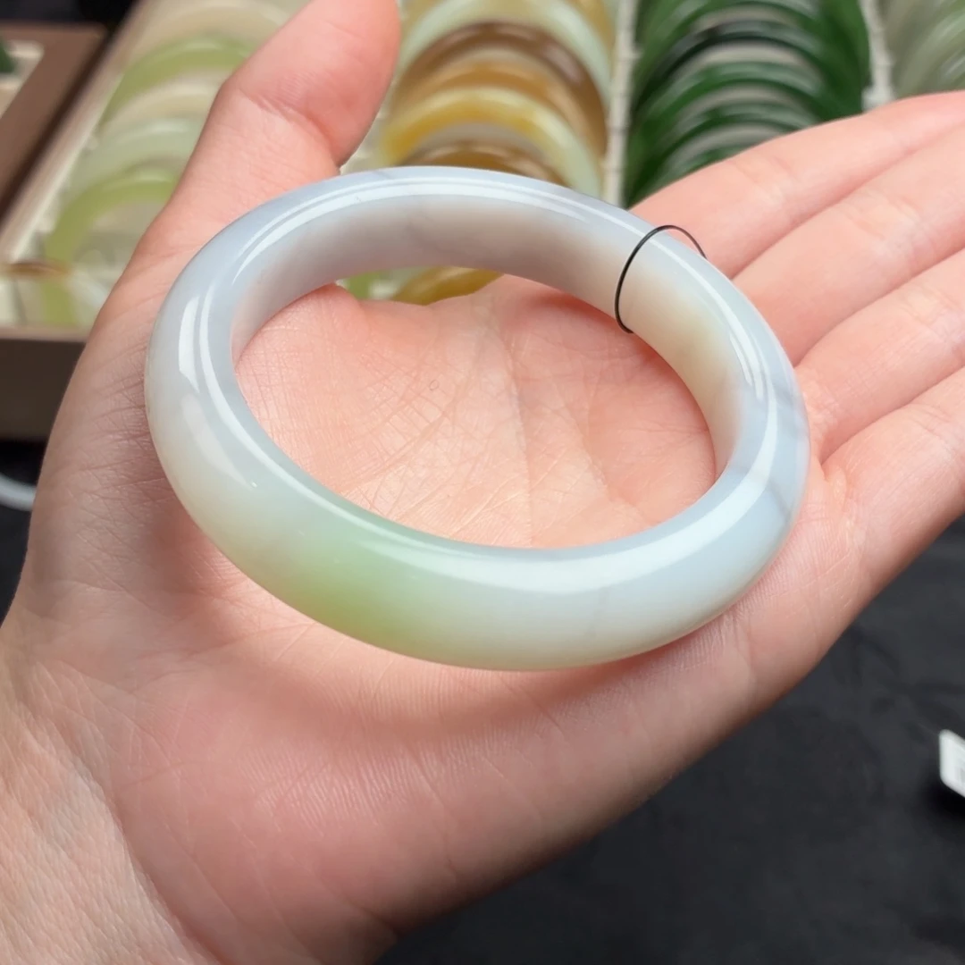 和田玉未镶嵌手镯-特色春彩紫翠106号