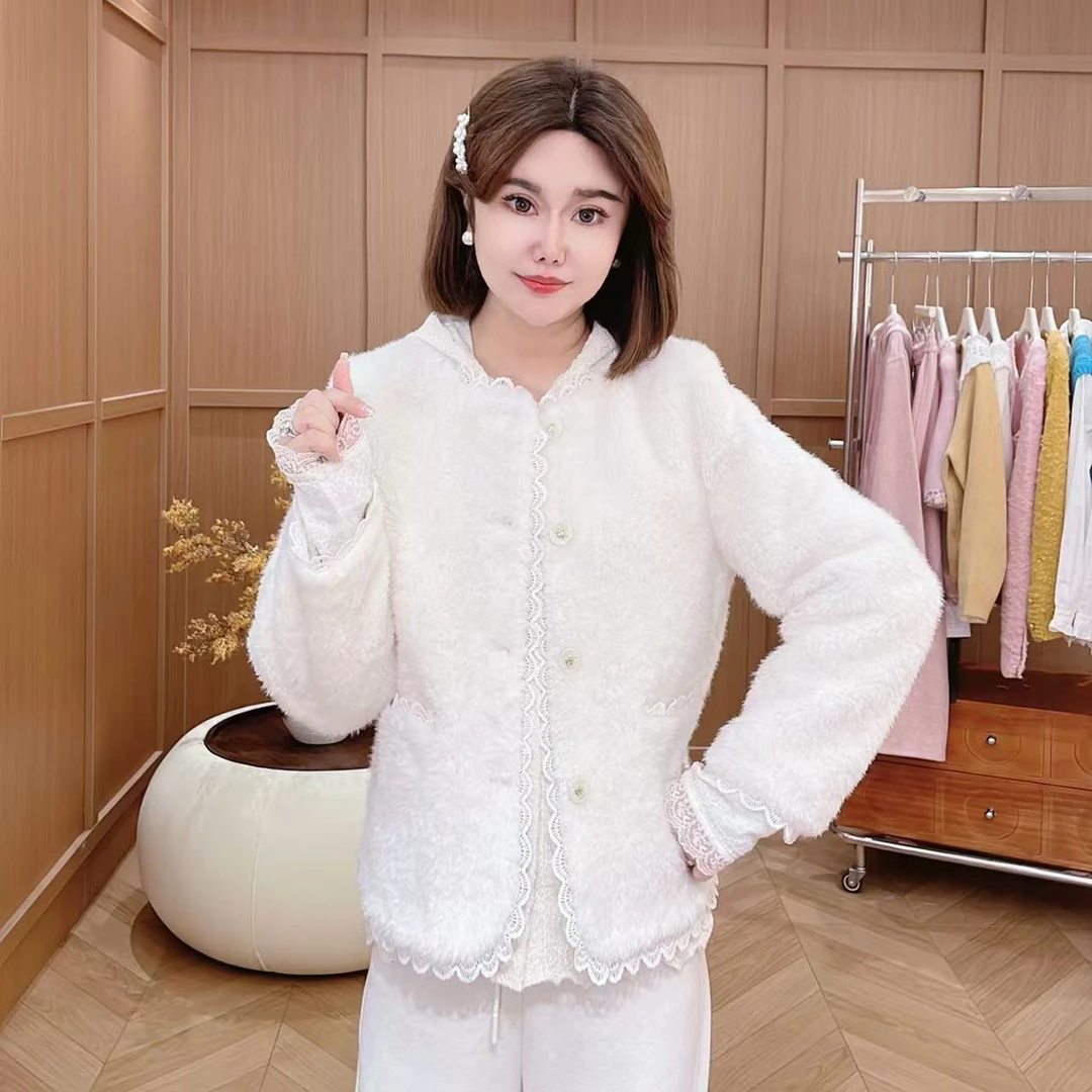 闺蜜精品100908【多汁阳光】花边小香风毛毛外套