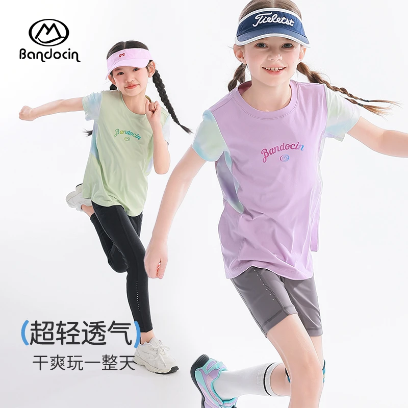 BANDOCIN/半度闲儿童夏装T恤户外运动网球服女童透气轻薄打底衫