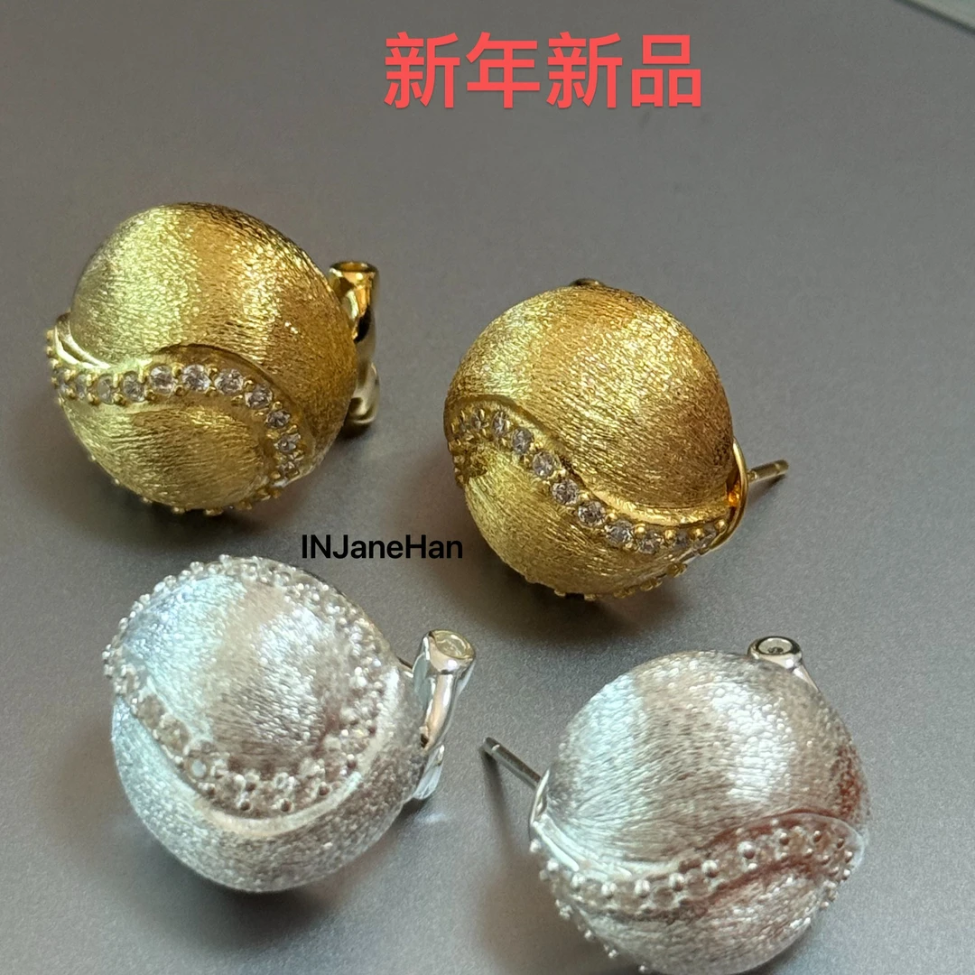 925银耳饰 E1798    简韩新款绣球耳扣 7.7克