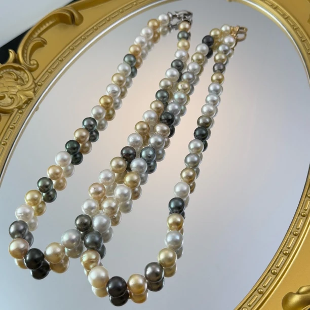 海水三兄弟全珠项链澳白大溪地南洋金珠海珠多样性发货发一AB435