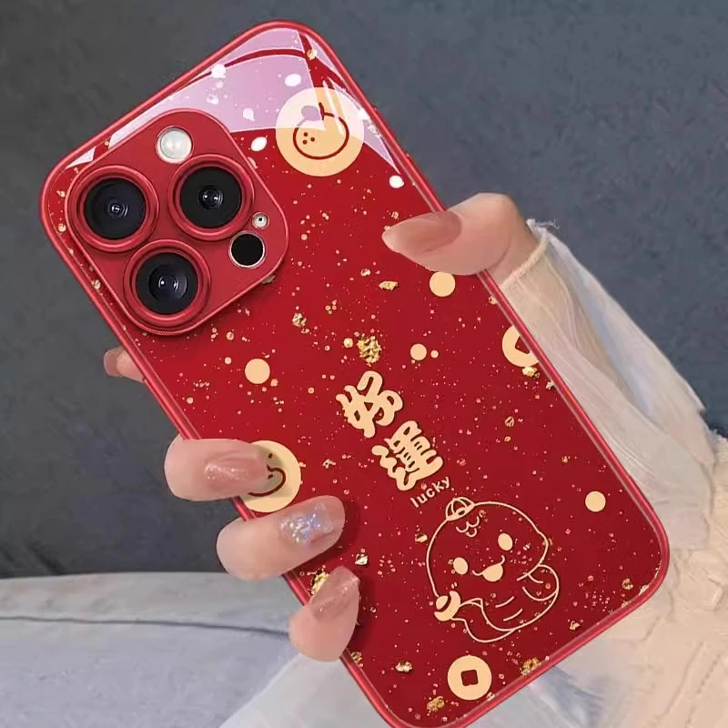 金箔好运适用苹果16promax手机壳新款蛇年iPhone15红色新年14plus