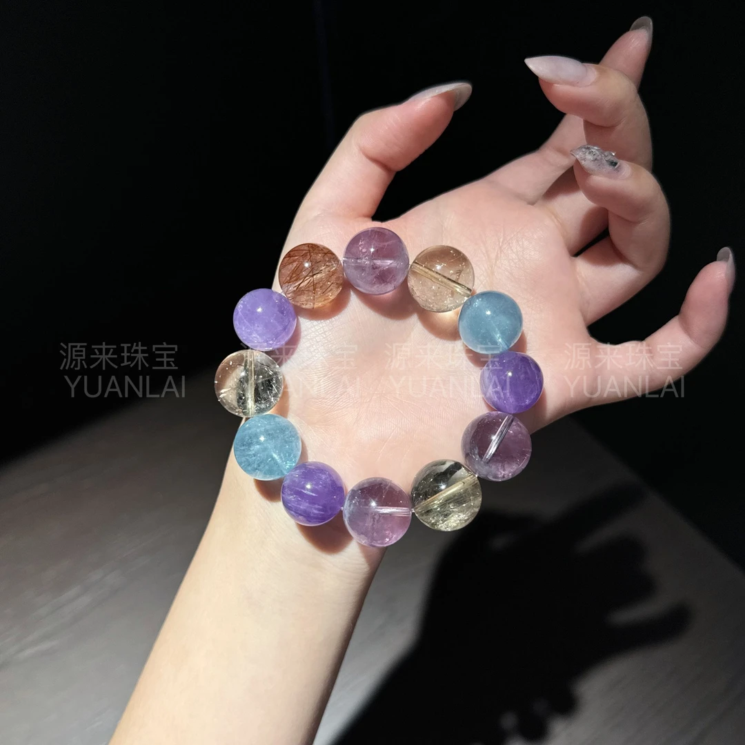 *年富一年*天然金发晶紫水晶超七手串