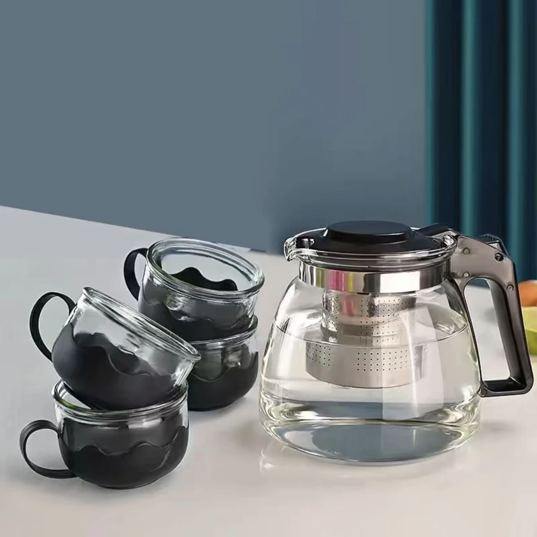云枫居泡茶壶一壶四杯六杯1000ML居家办公杯具套装耐热加厚玻璃