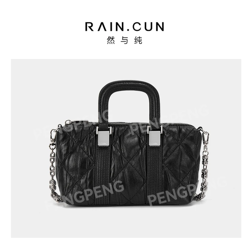 RAIN.CUN ZT-D8036-泡芙黑 轻奢女士时尚通勤小众百搭斜挎包