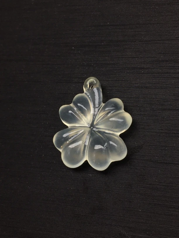 天然岫玉高冰四叶草小挂件耳坠