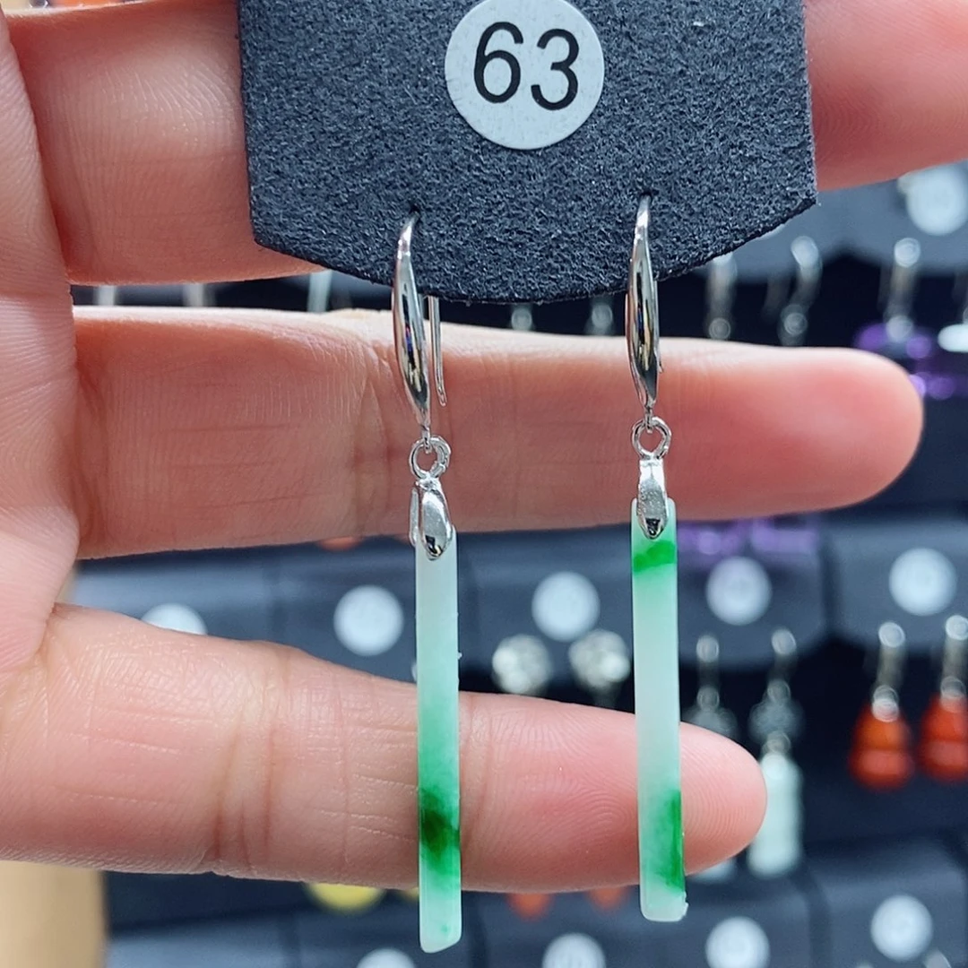 翡翠银S925镶嵌耳饰雨*