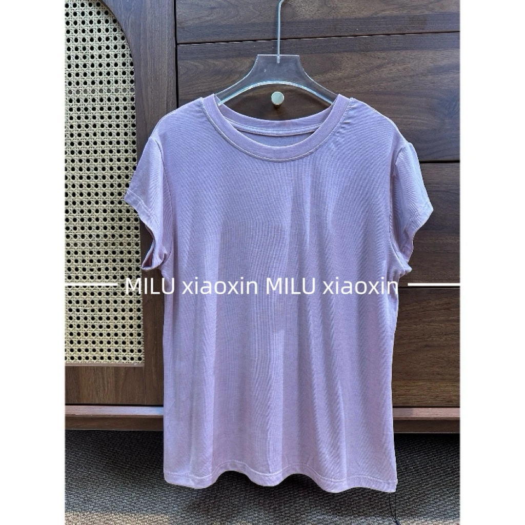 【AXIN定制】莱赛尔天丝羊毛纸片人显瘦小飞袖T恤  8862