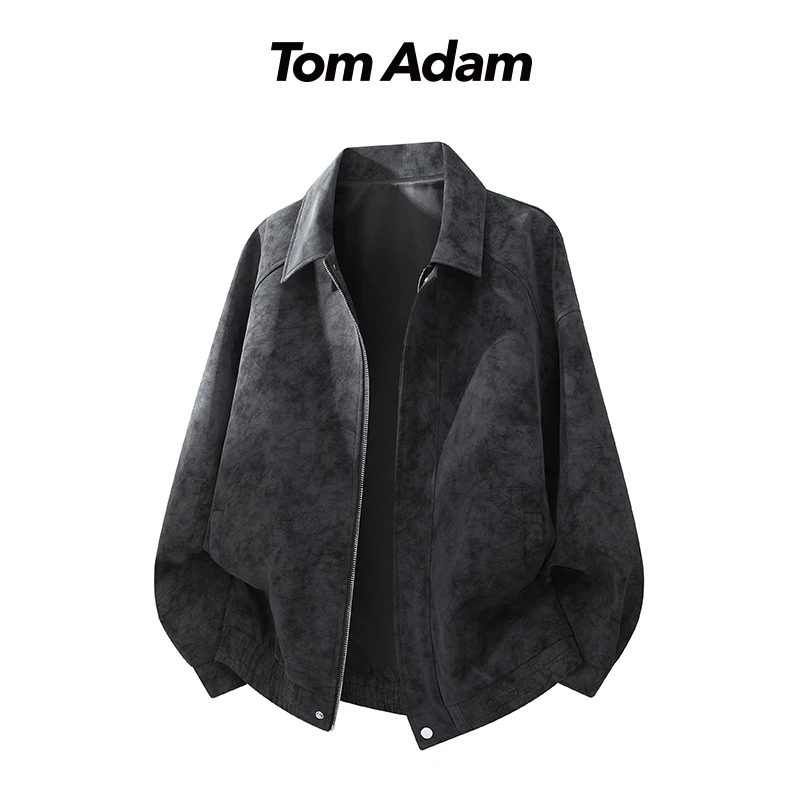 TOMADAM美式复古时尚男秋季2025新款扎染夹克立领机车外套潮