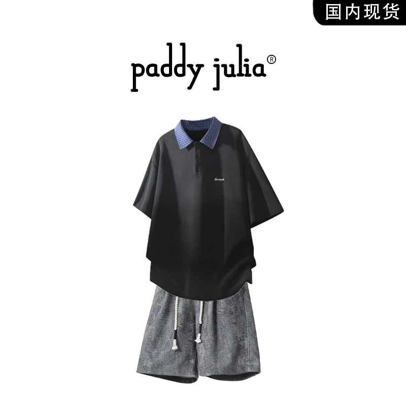Paddy julia扎染短袖t恤套装男款夏季薄款美式短裤休闲潮牌一整套