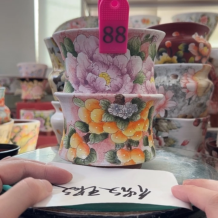 景德镇手绘花盆满38包邮偏远地区除外