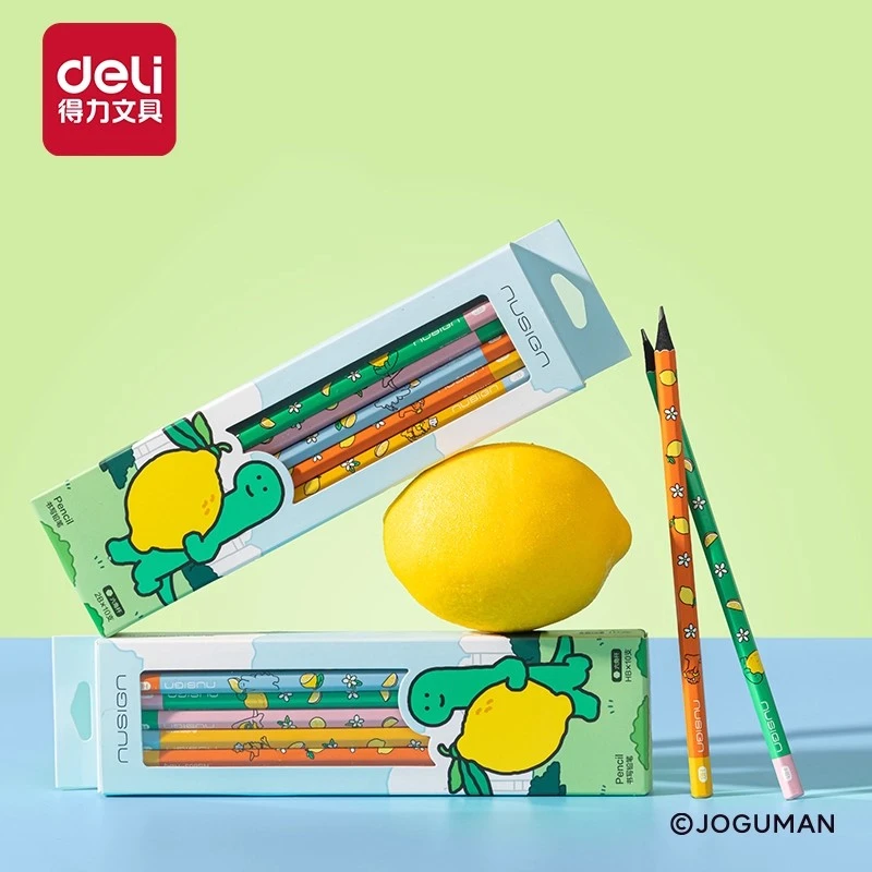得力NS803乔古漫书写铅笔HB/2B六角矫姿黑木小学生专用高颜值铅笔